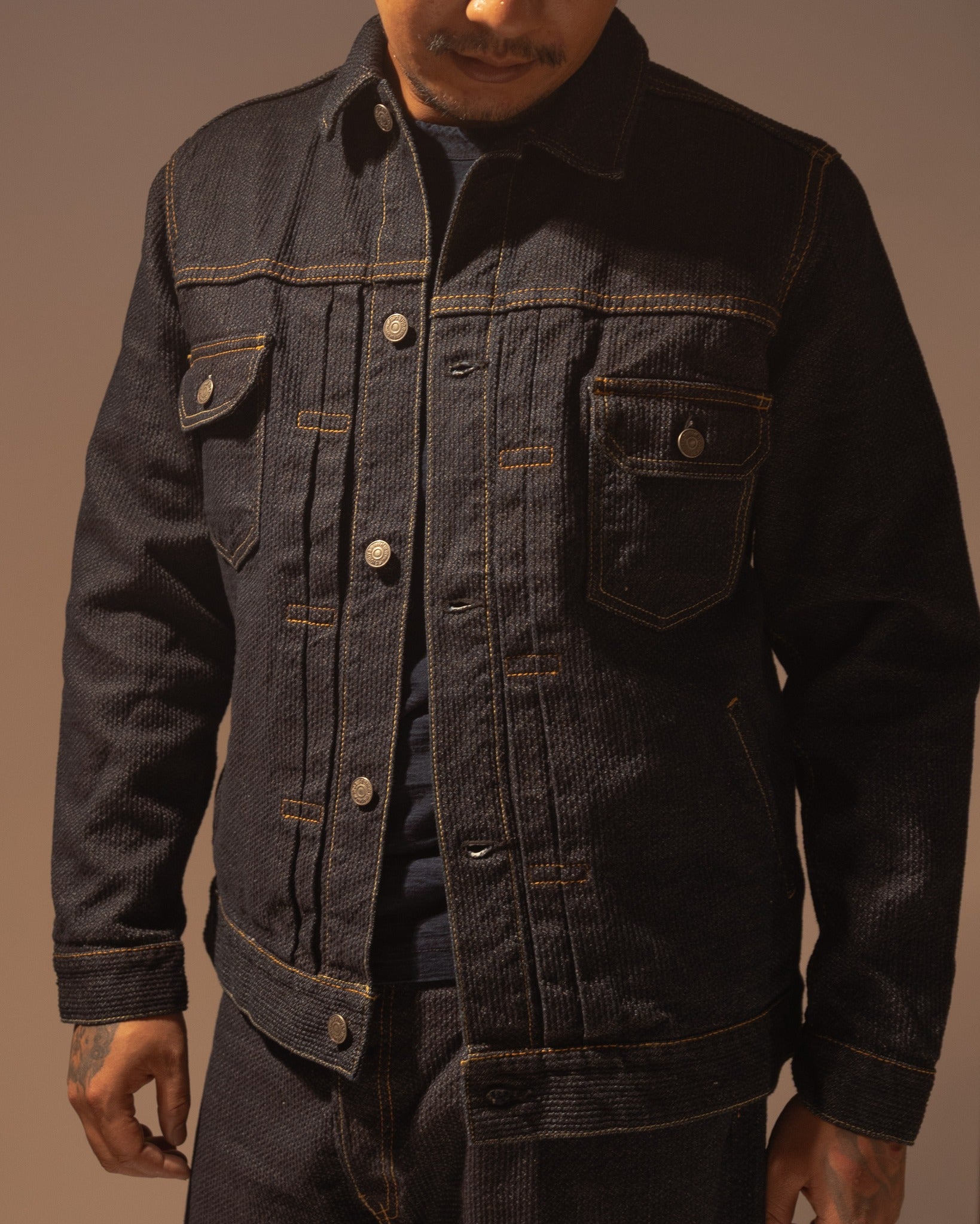 6117-ID SASHIKO TYPE 2 JACKET - INDIGO X INDIGO