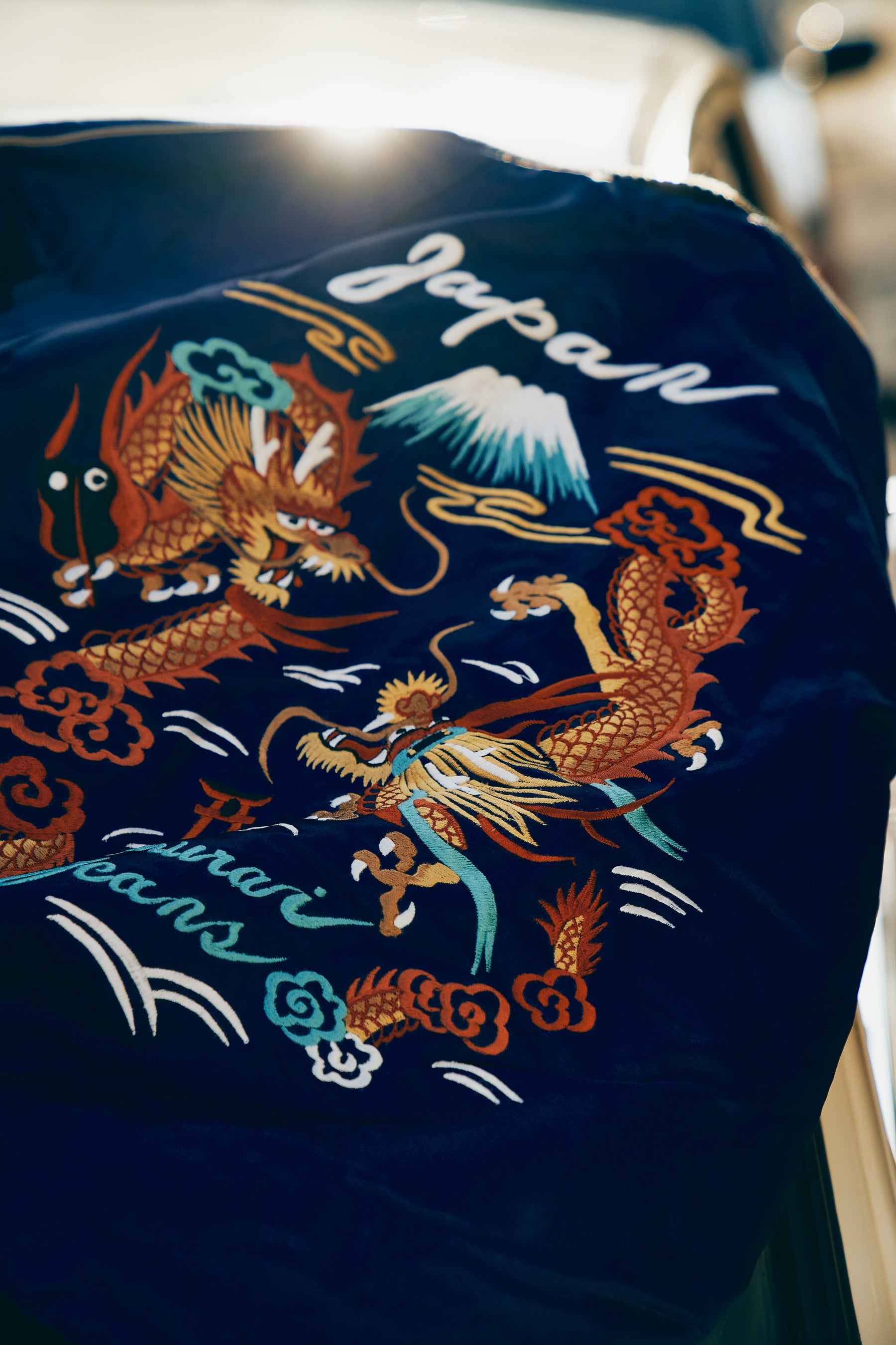 SJSKJ24 SUKAJAN EMBROIDERED SATIN SOUVENIR JACKET - INDIGO