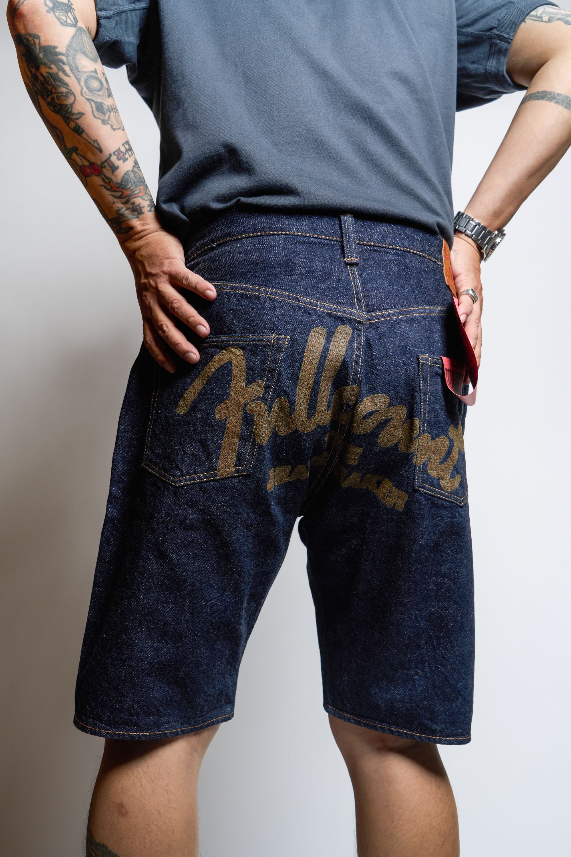 1904PRNT 5P Denim Shorts - INDIGO BLUE