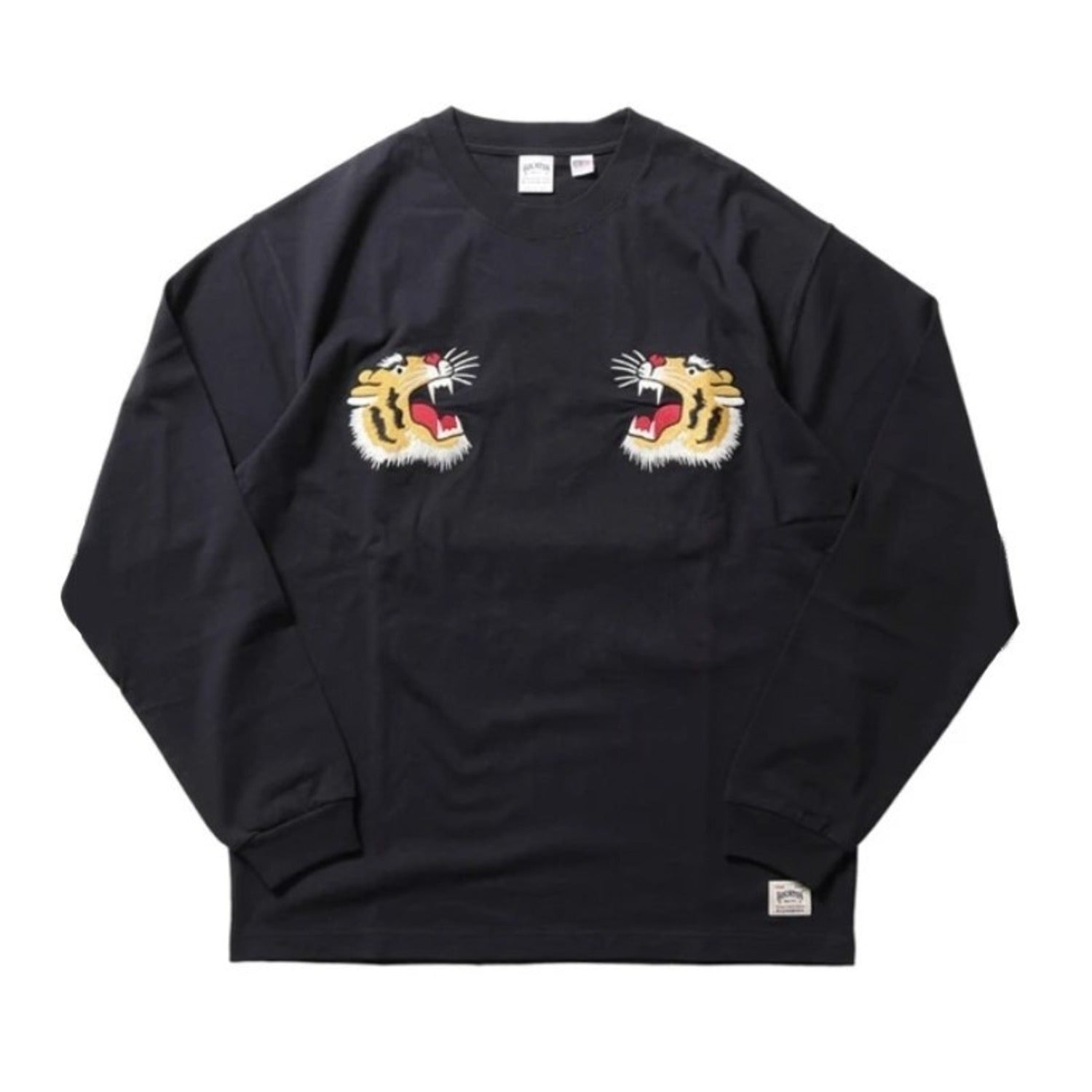22276 US COTTON EMB L/S TEE (TIGER) - BLACK