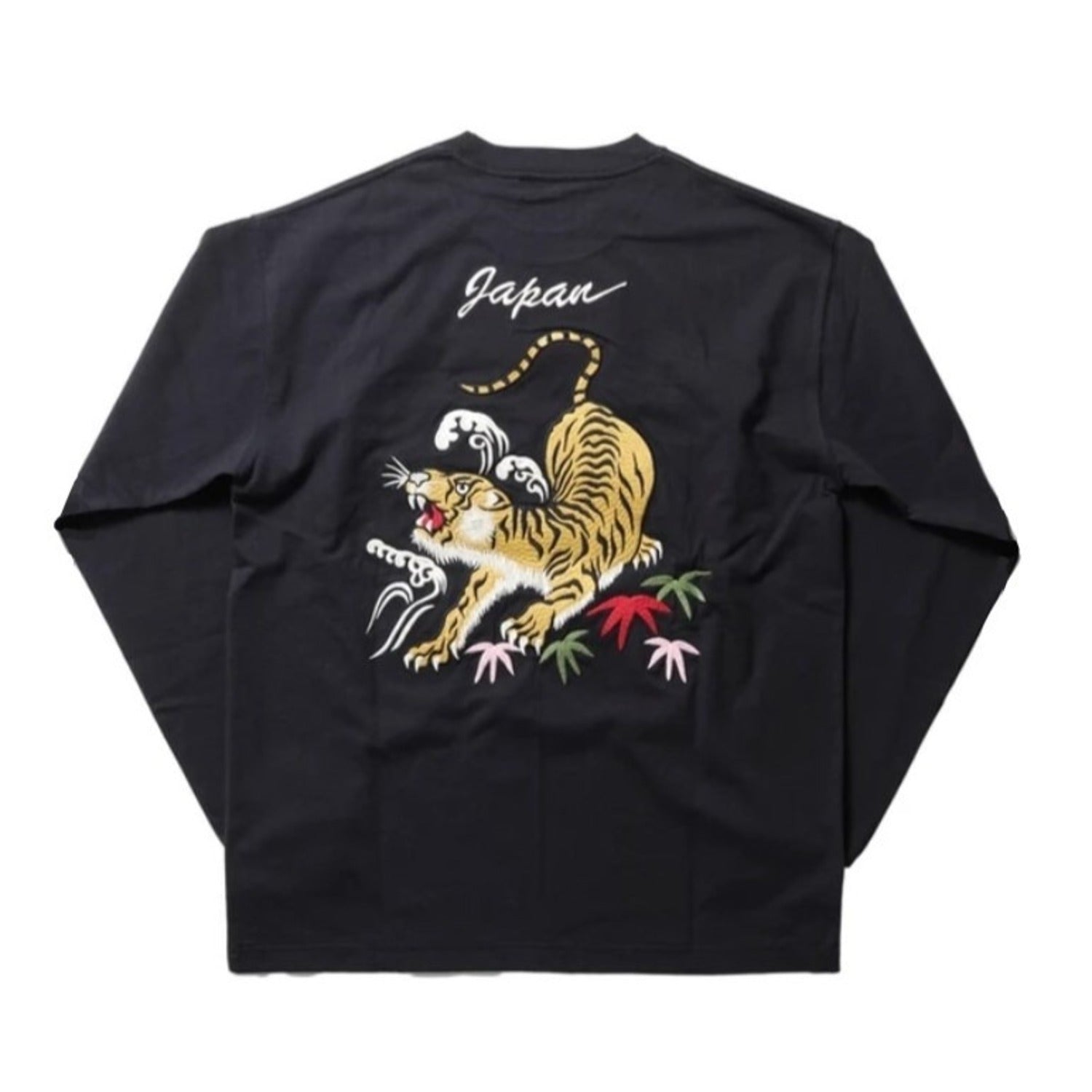 22276 US COTTON EMB L/S TEE (TIGER) - BLACK