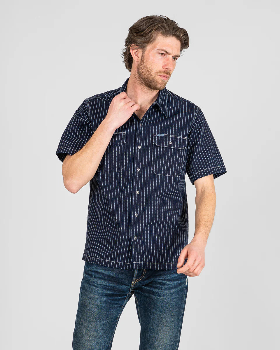IHSH-416 10oz Wabash Short Sleeved Mechanic Shirt - INDIGO