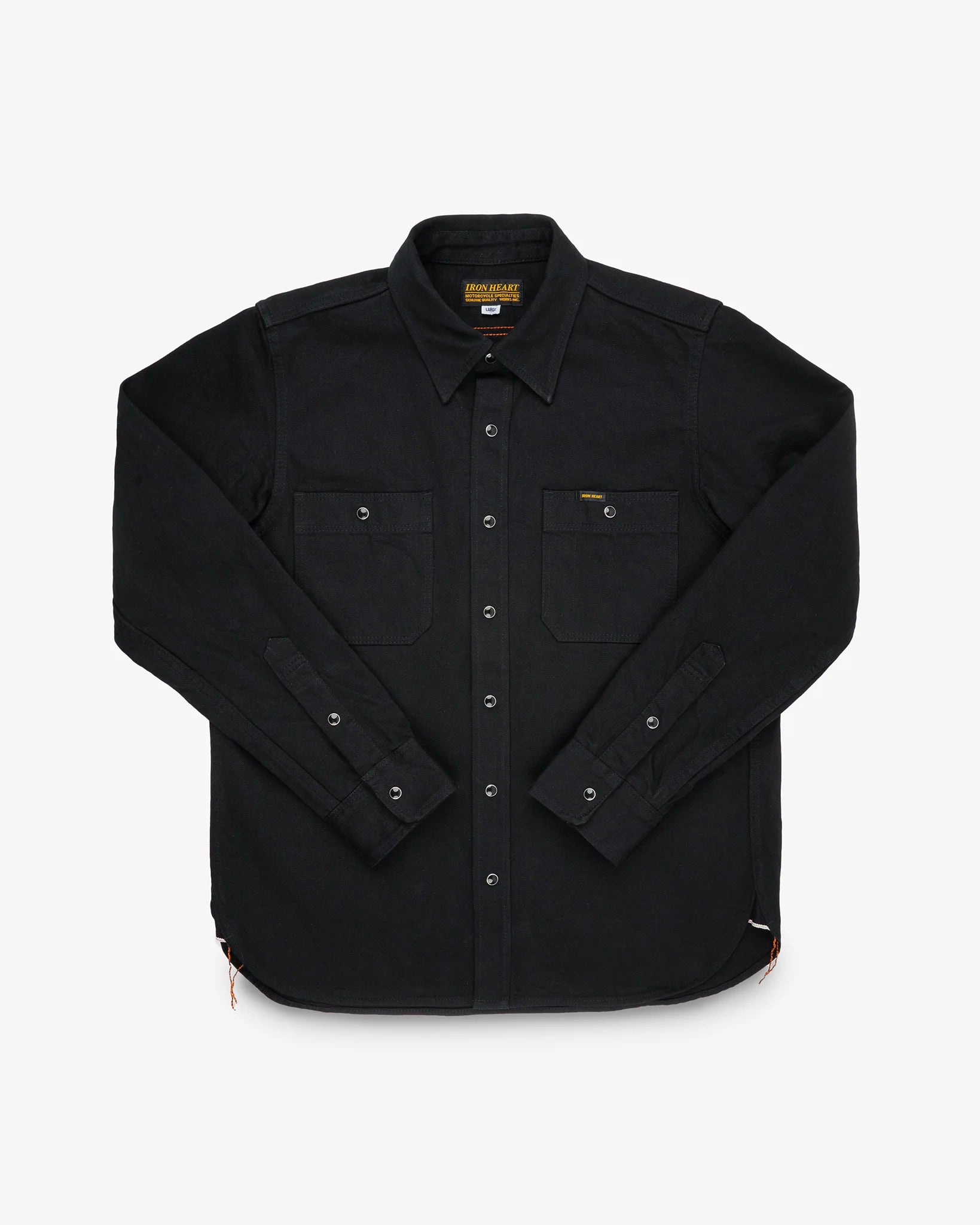IHSH-338 12oz Selvedge Denim Work Shirt With Snaps - BLACK