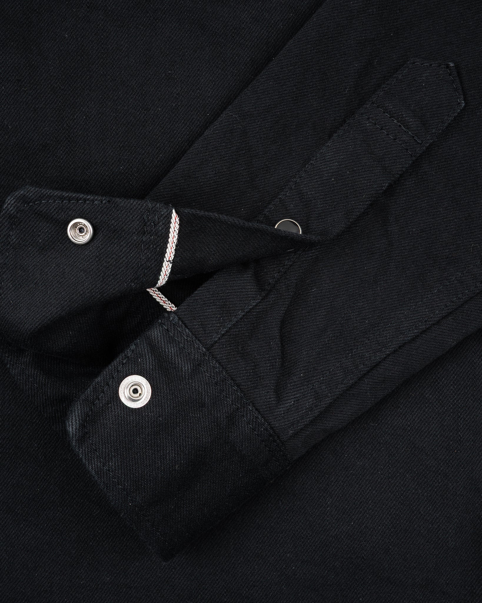 IHSH-338 12oz Selvedge Denim Work Shirt With Snaps - BLACK