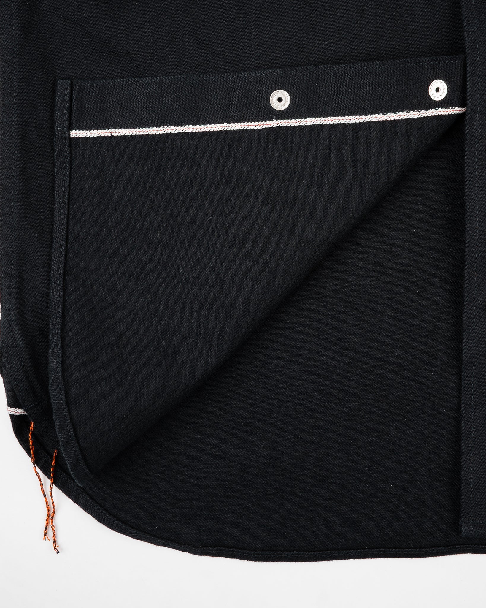 IHSH-338 12oz Selvedge Denim Work Shirt With Snaps - BLACK