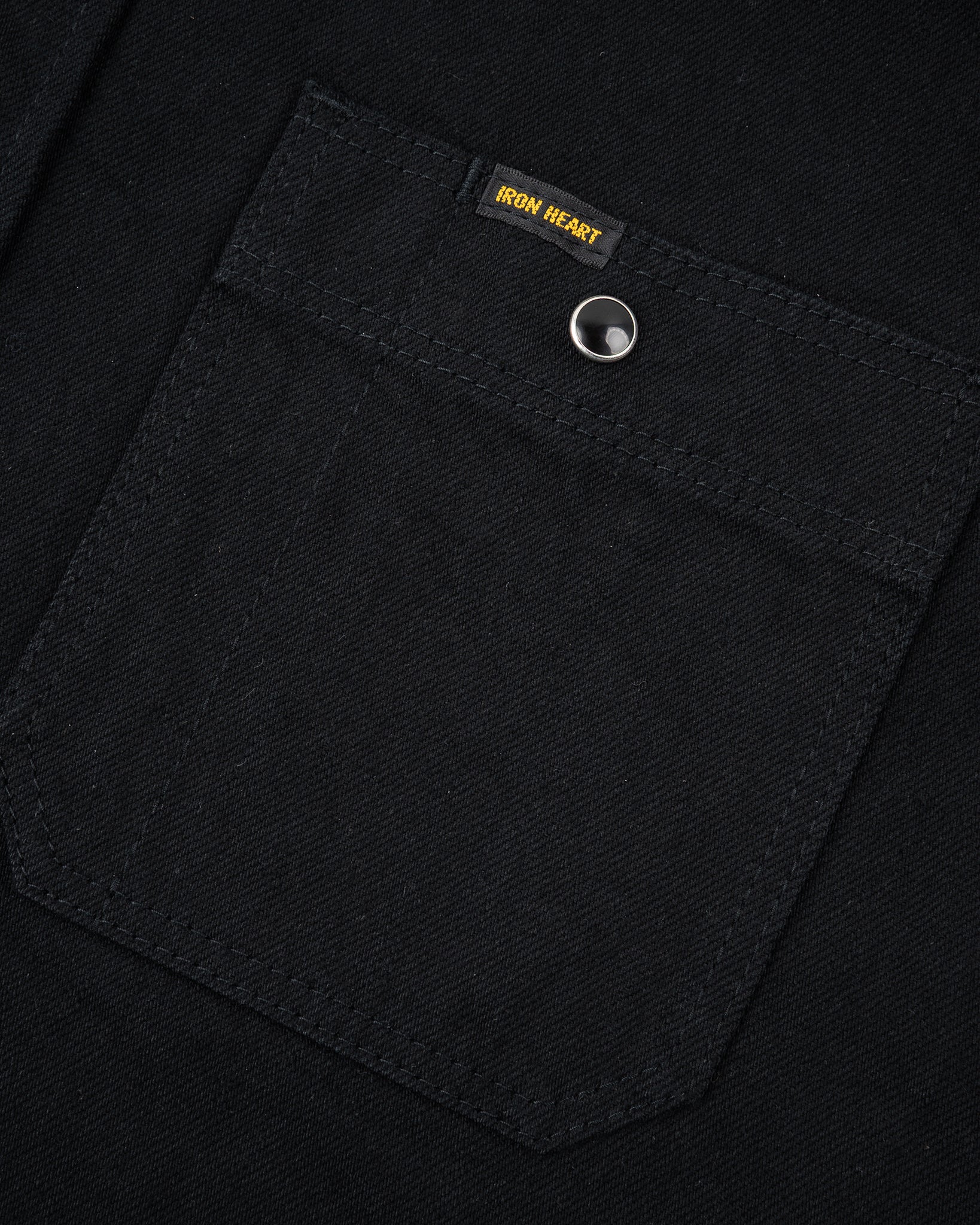 IHSH-338 12oz Selvedge Denim Work Shirt With Snaps - BLACK