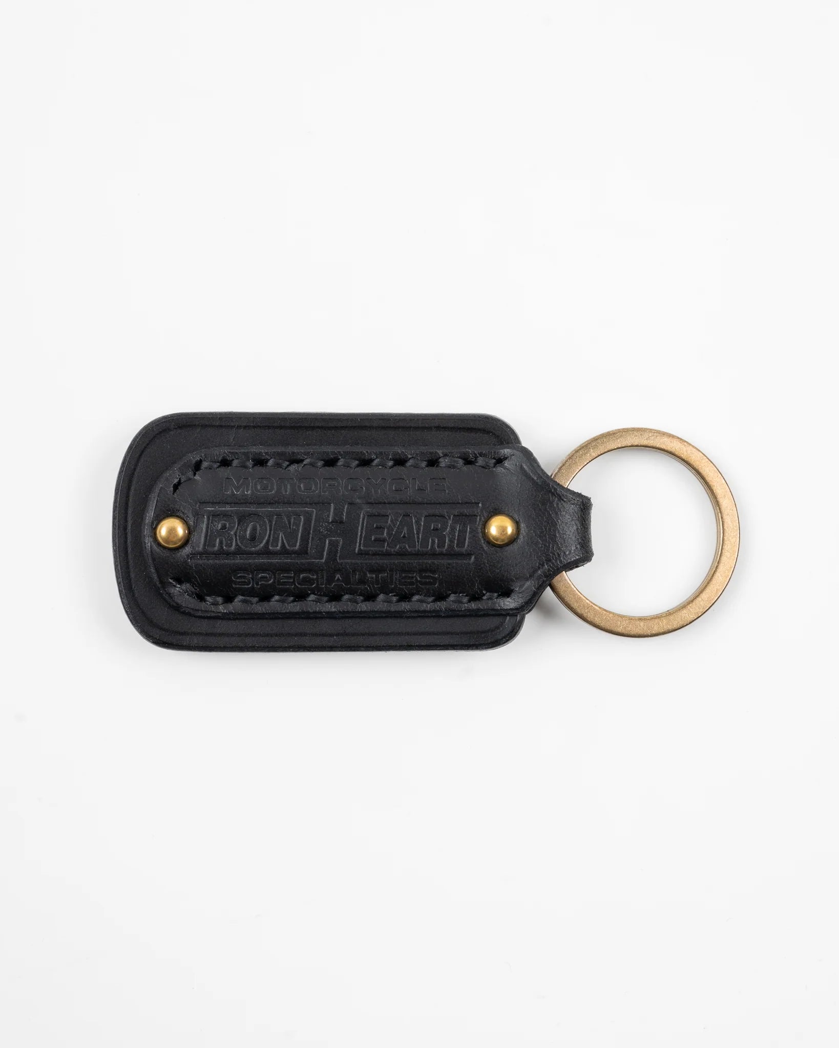 IHG-067 Buttero Leather Key Ring w/Embossed Iron Heart Logo - BLACK