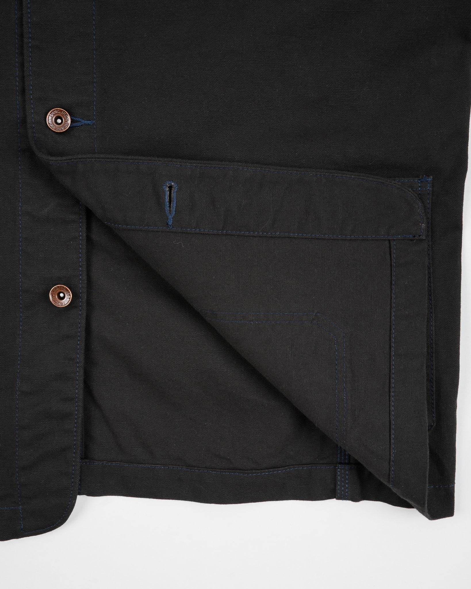 IHJ-159-BLK 13.5oz DUCK COLLARLESS CHORE JACKET - BLACK