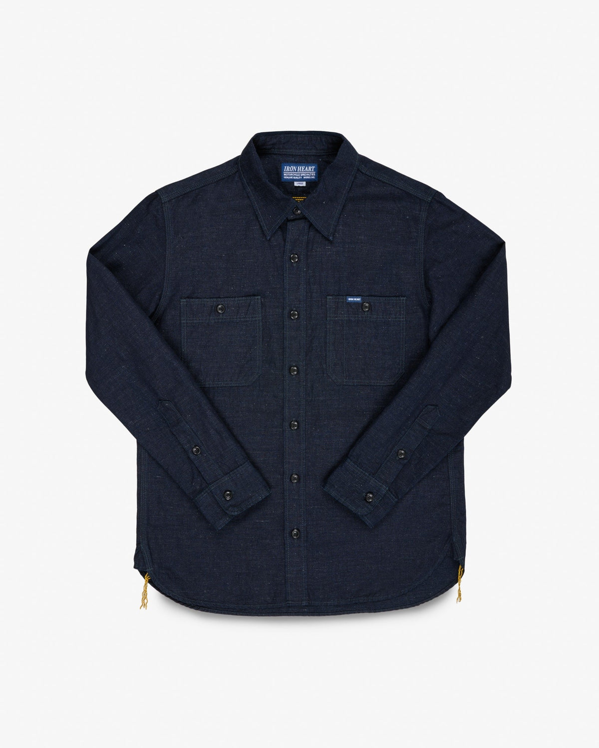IHSH-443-IND 7oz COTTON LINEN CHAMBRAY WORK SHIRT - INDIGO