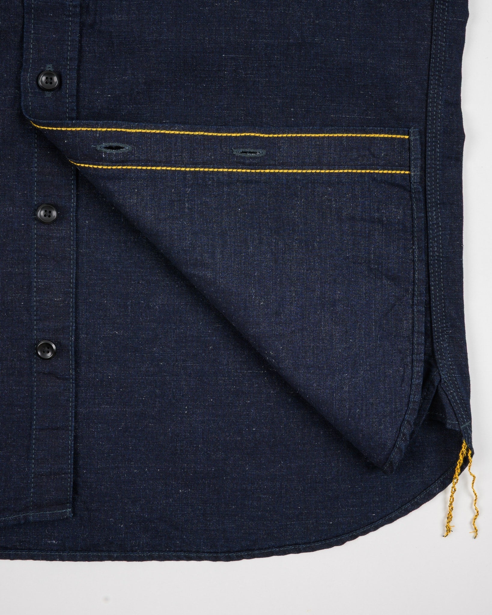 IHSH-443-IND 7oz COTTON LINEN CHAMBRAY WORK SHIRT - INDIGO