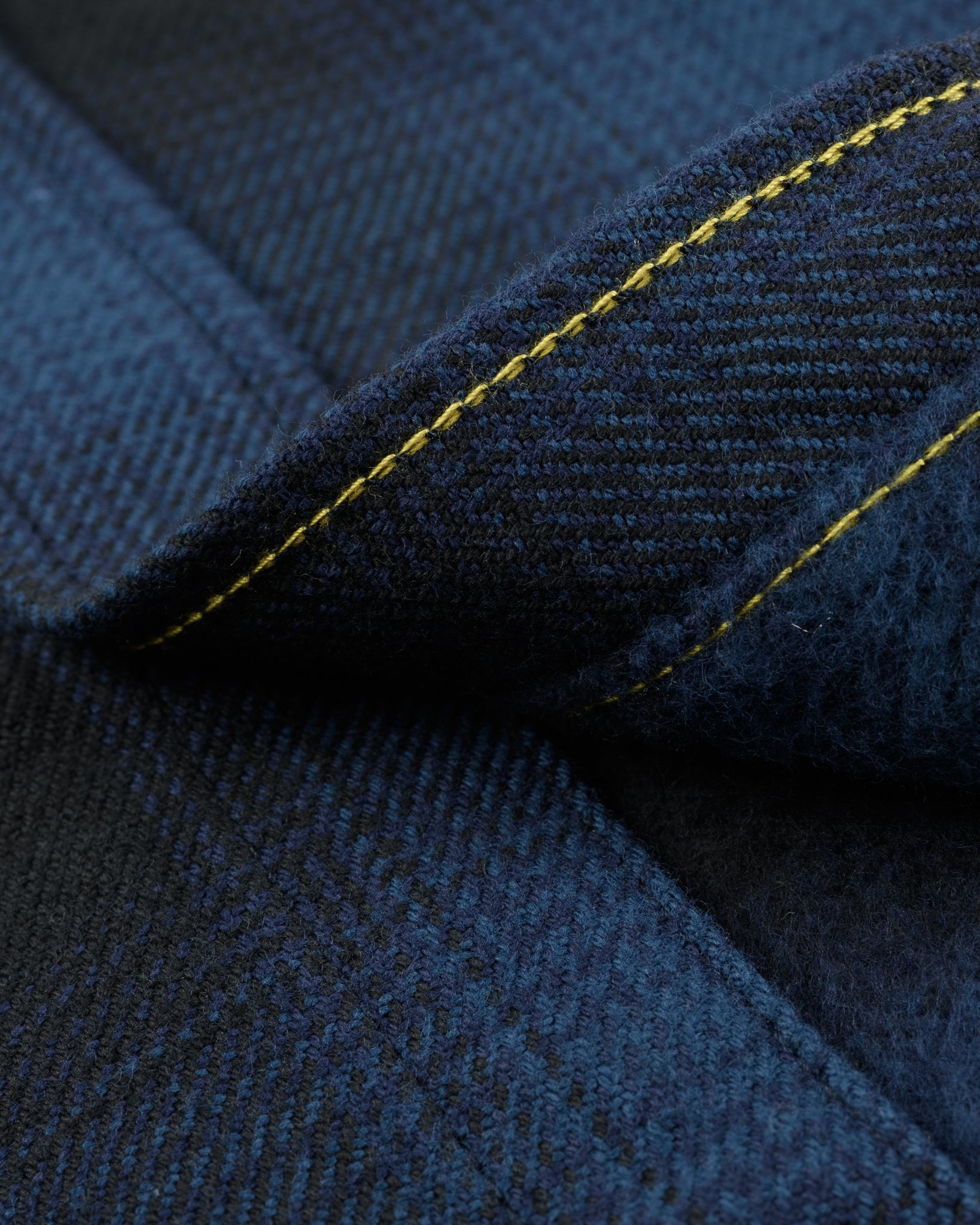 IHSH-264-NAV Ultra Heavy Flannel Ombré Check Western Shirt - NAVY/BLACK