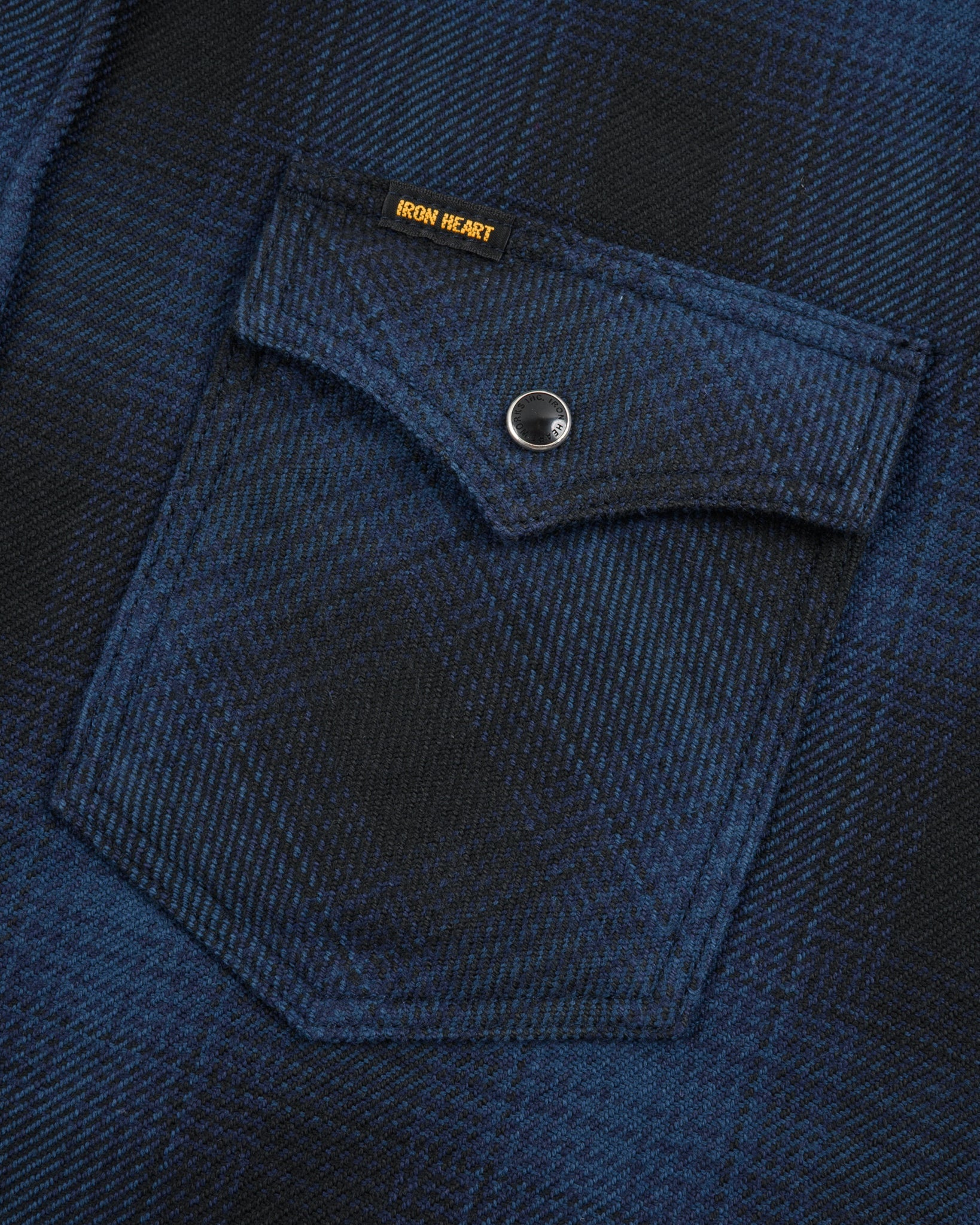 IHSH-264-NAV Ultra Heavy Flannel Ombré Check Western Shirt - NAVY/BLACK