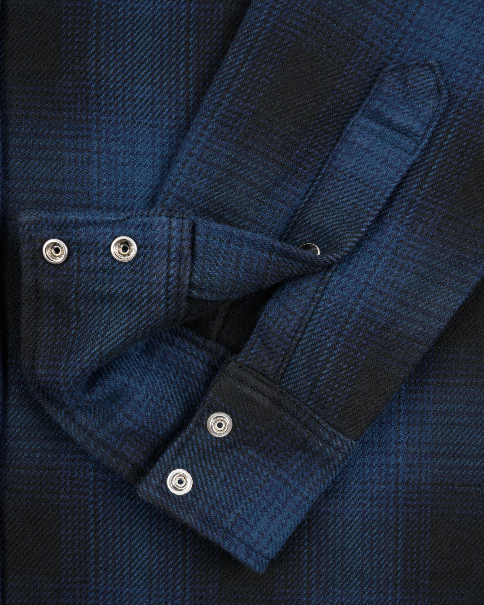 IHSH-264-NAV Ultra Heavy Flannel Ombré Check Western Shirt - NAVY/BLACK