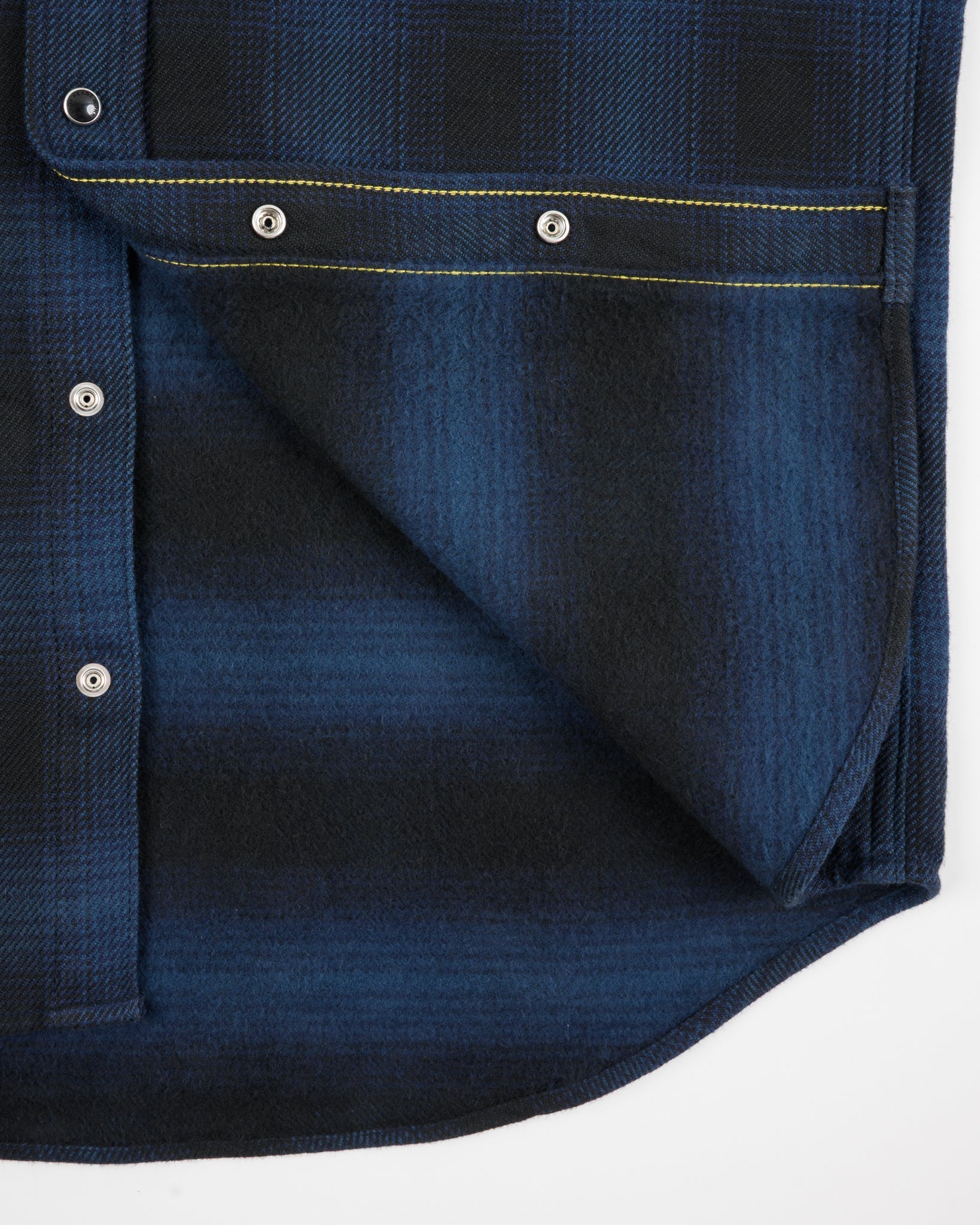 IHSH-264-NAV Ultra Heavy Flannel Ombré Check Western Shirt - NAVY/BLACK