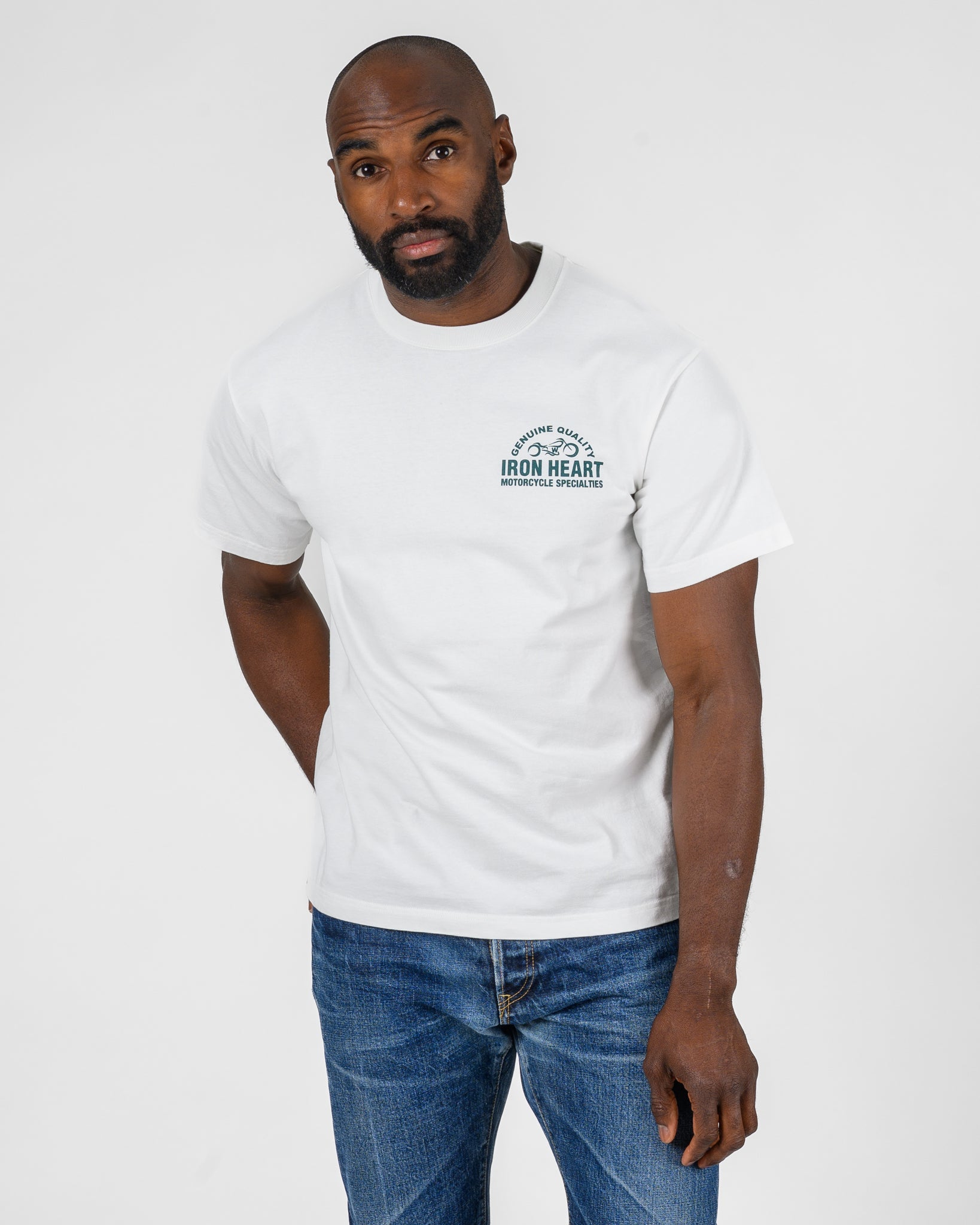 IHT-2504-WHT 7.5oz Printed Loopwheel Crew Neck T-Shirt - WHITE