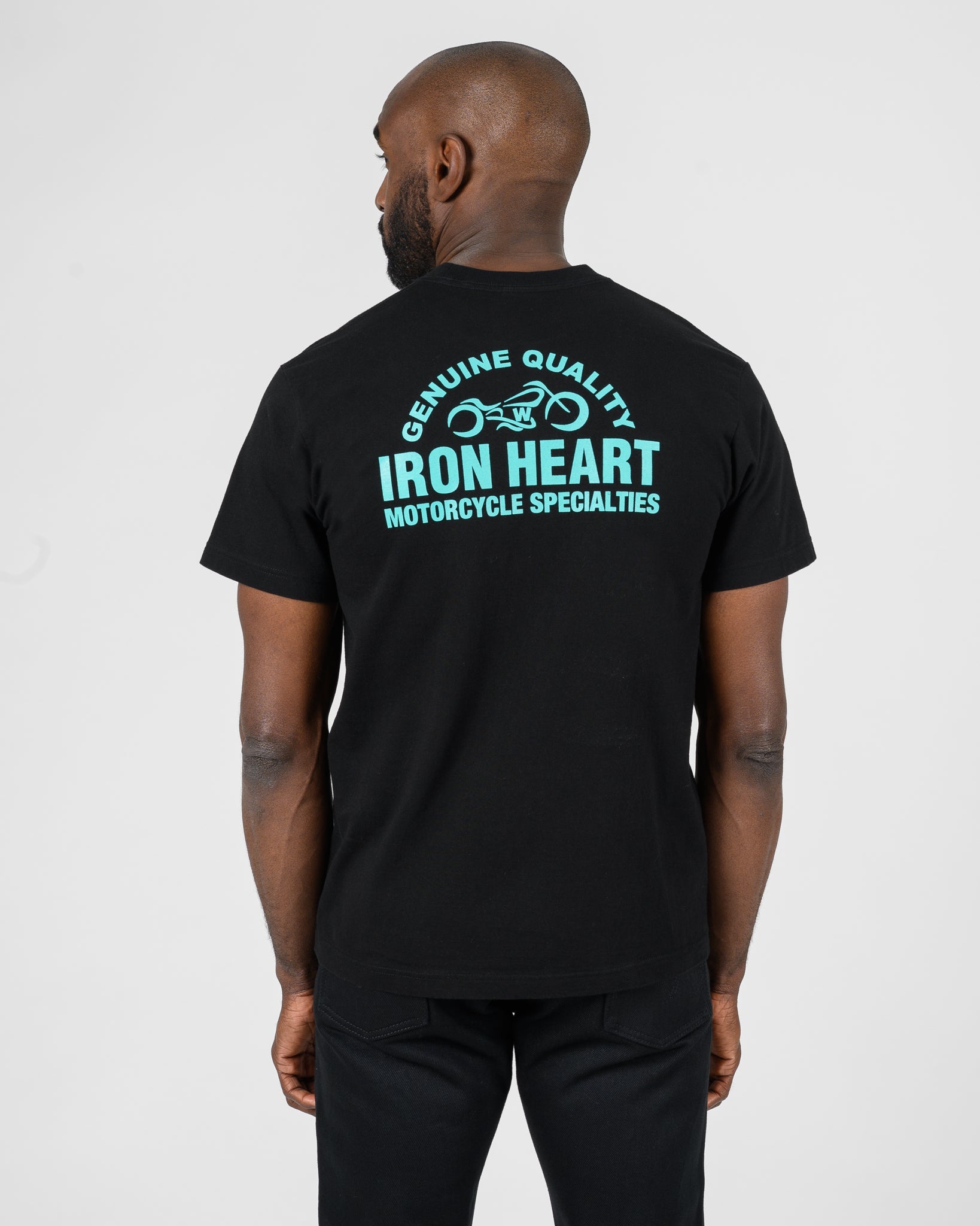 IHT-2504-BLK 7.5oz Printed Loopwheel Crew Neck T-Shirt - BLACK