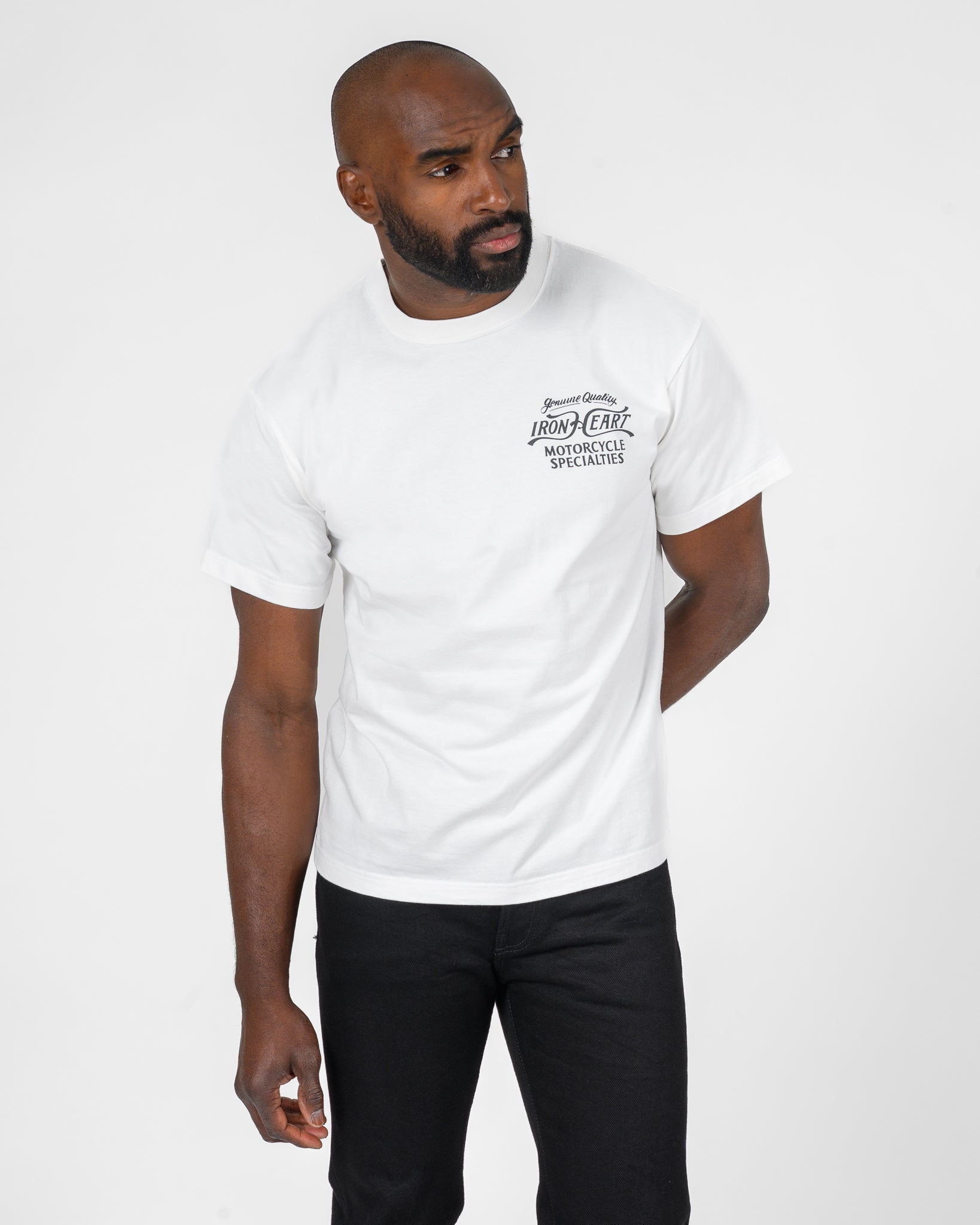 IHT-2505-WHT 7.5oz Printed Loopwheel Crew Neck T-Shirt - WHITE