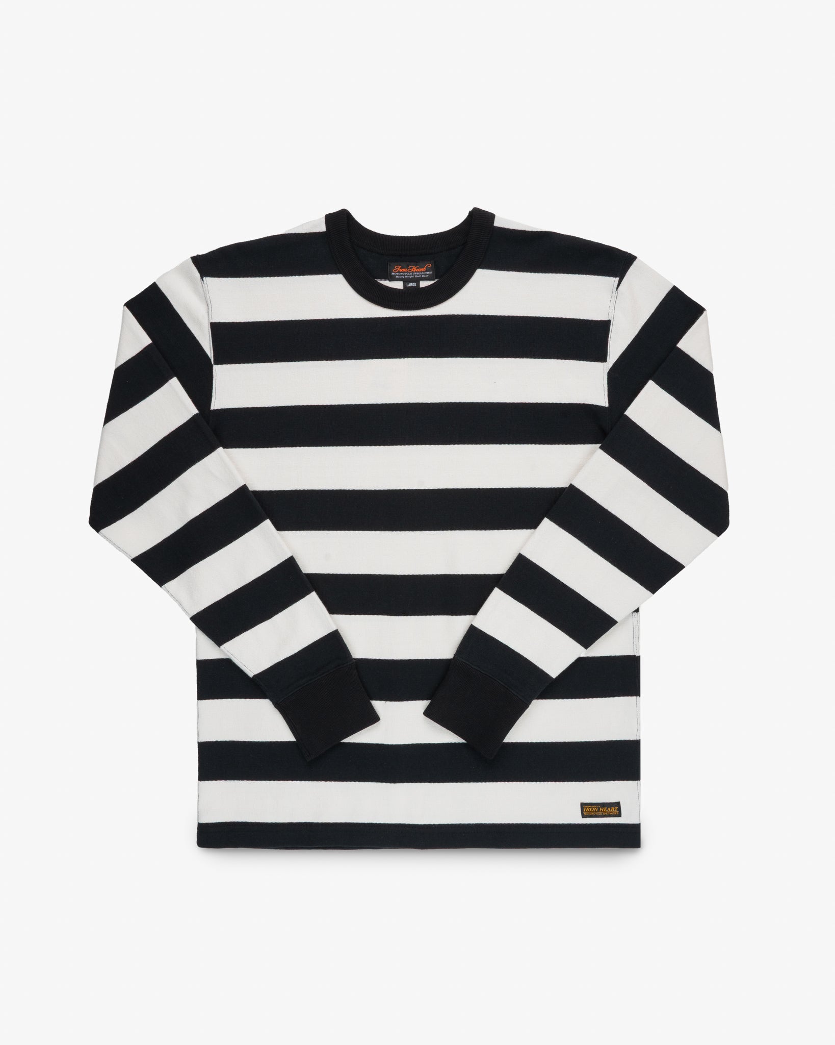 IHTB-01-BLK-WHT 11OZ COTTON KNIT LONG-SLEEVED SWEATER - BLACK/WHITE