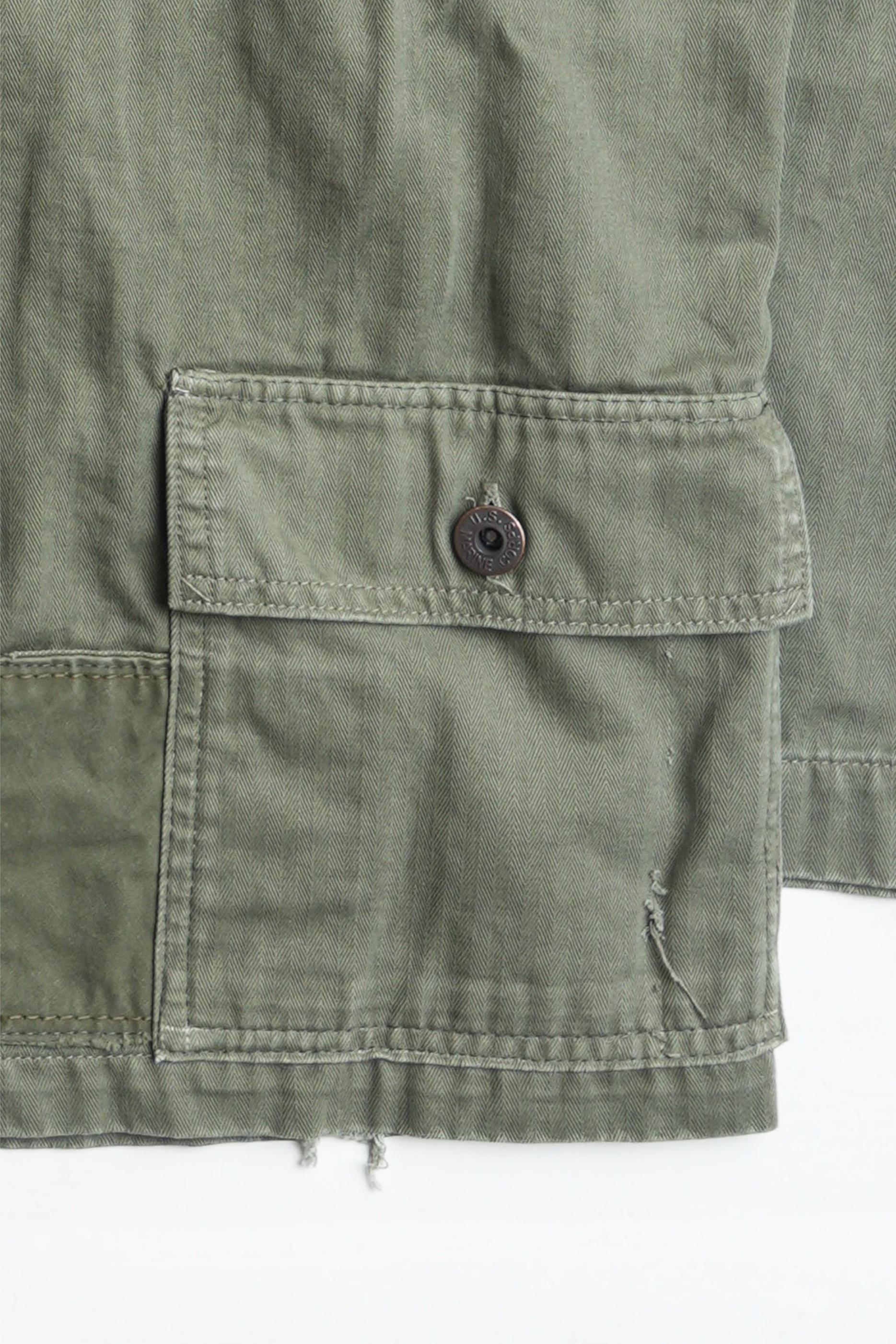COTTON HBT P-44 USMC JACKET WITH PATCHWORK - GREEN