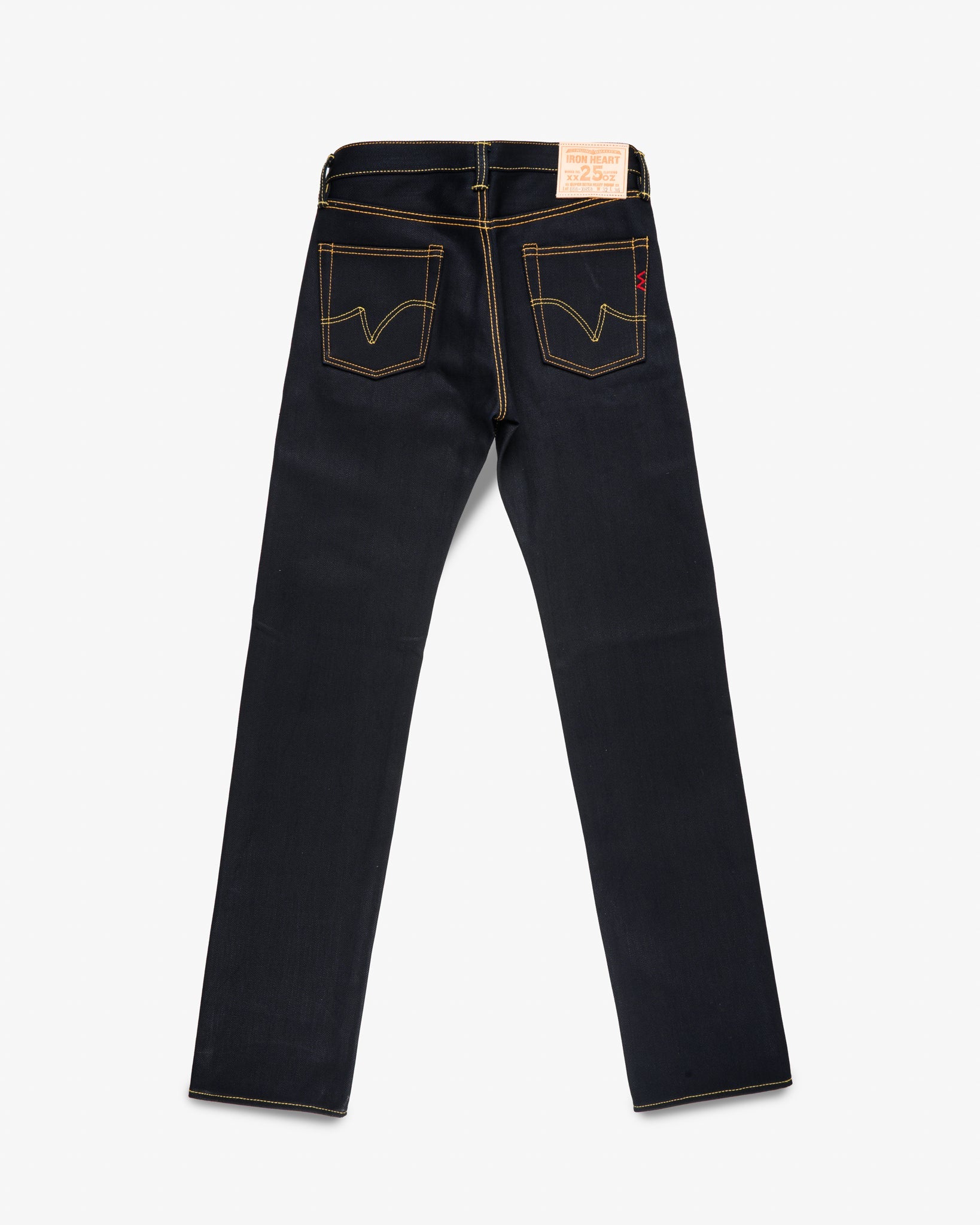 IH-666-XHSib 25OZ SELVEDGE DENIM SLIM STRAIGHT CUT JEANS - INDIGO/BLACK