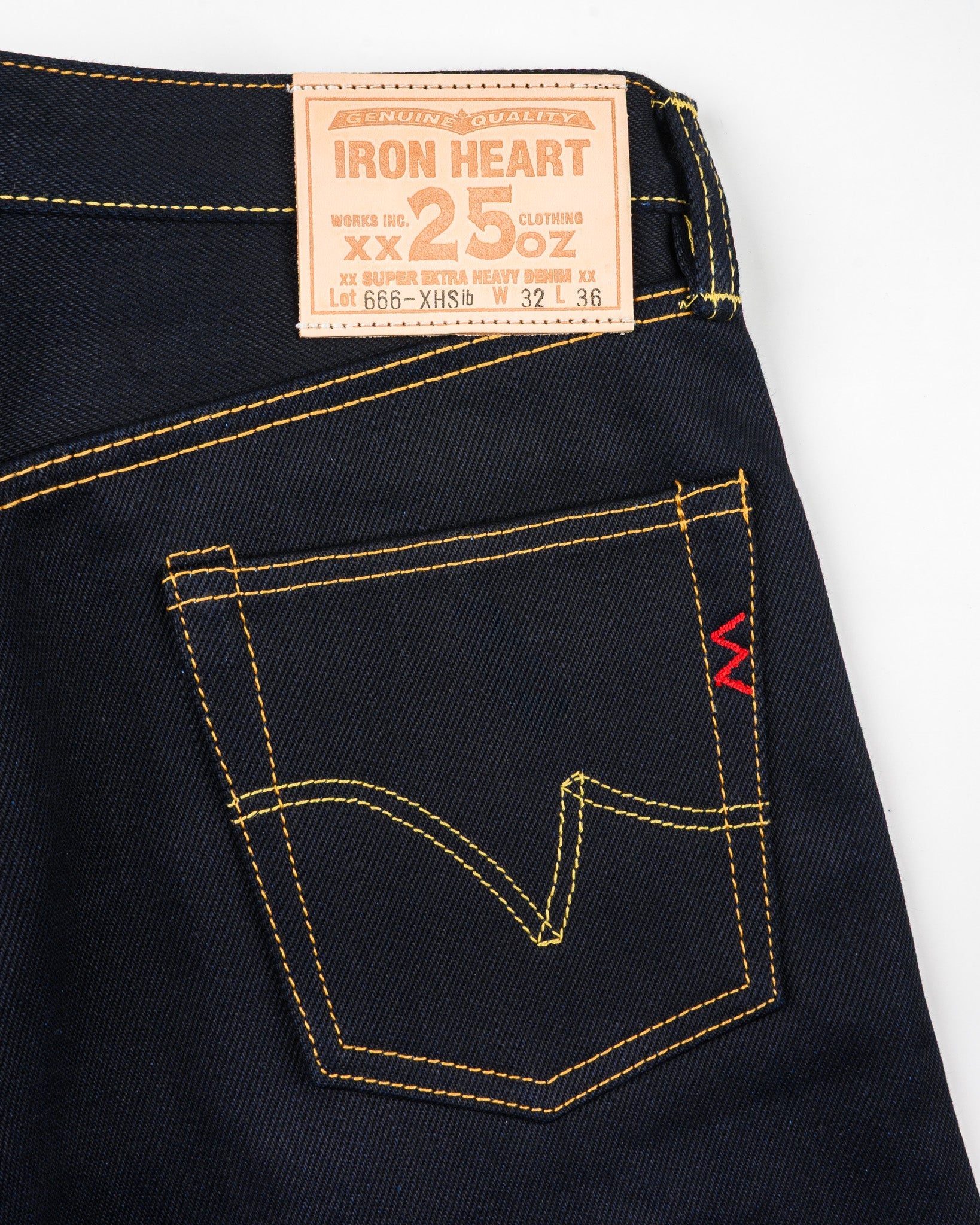 IH-666-XHSib 25OZ SELVEDGE DENIM SLIM STRAIGHT CUT JEANS - INDIGO/BLACK