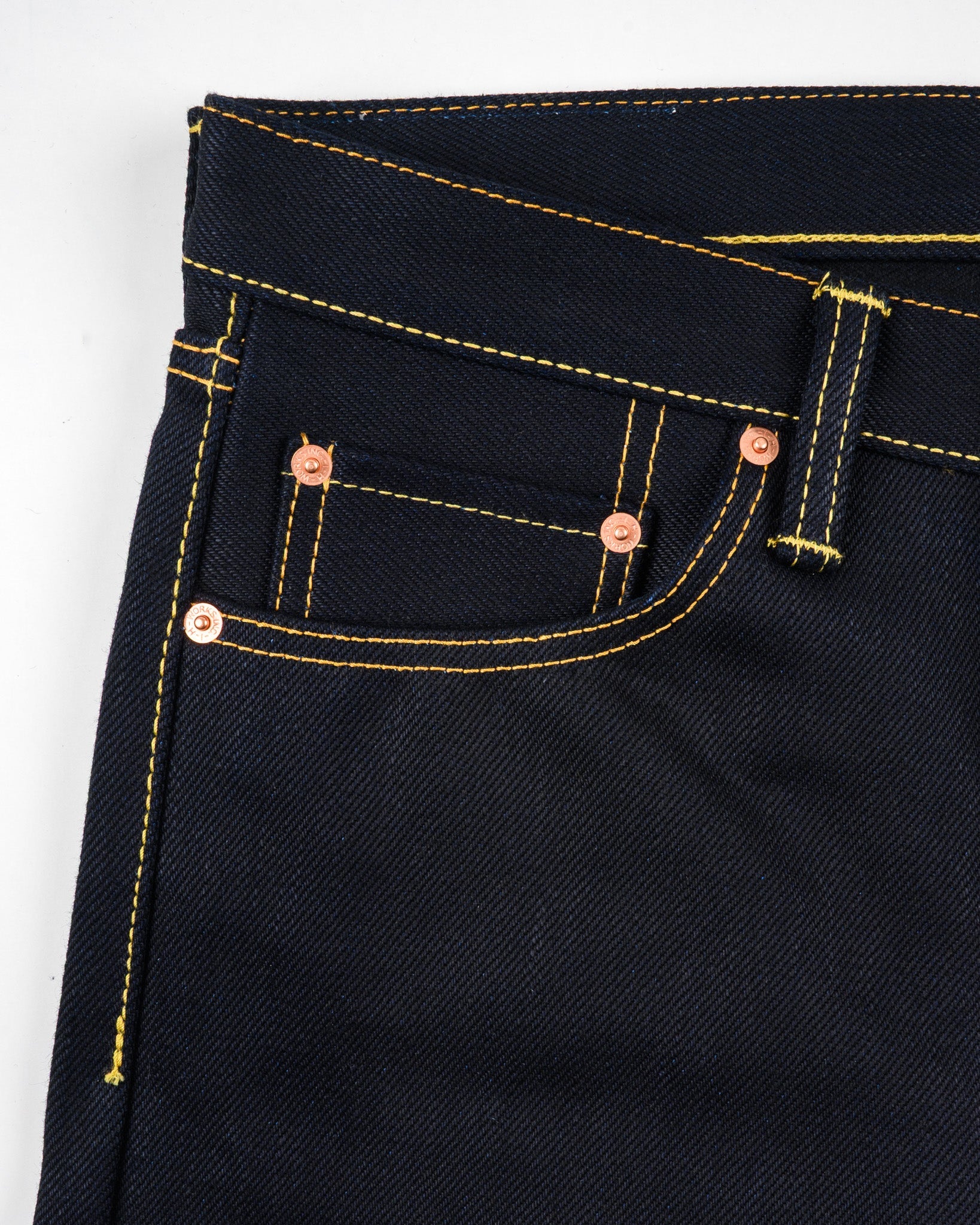 IH-666-XHSib 25OZ SELVEDGE DENIM SLIM STRAIGHT CUT JEANS - INDIGO/BLACK