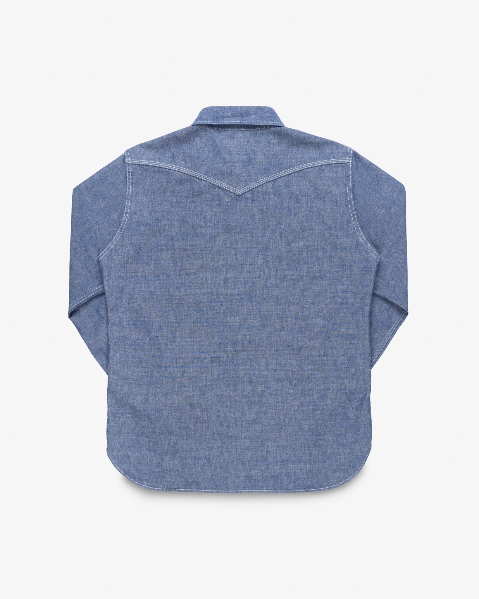 IHSH-13-BLU 10oz Selvedge Chambray Single Yoke Western Shirt - BLUE