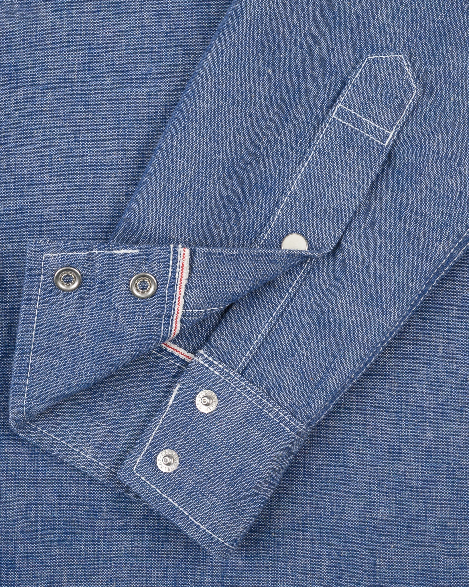 IHSH-13-BLU 10oz Selvedge Chambray Single Yoke Western Shirt - BLUE