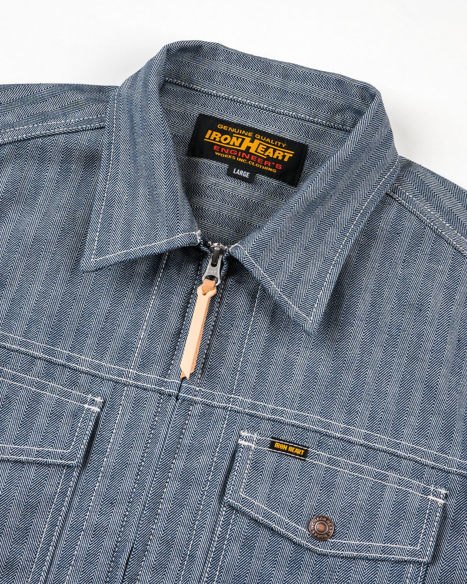 IHJ-164-IND 10.5oz HERRINGBONE WORK JACKET - INDIGO