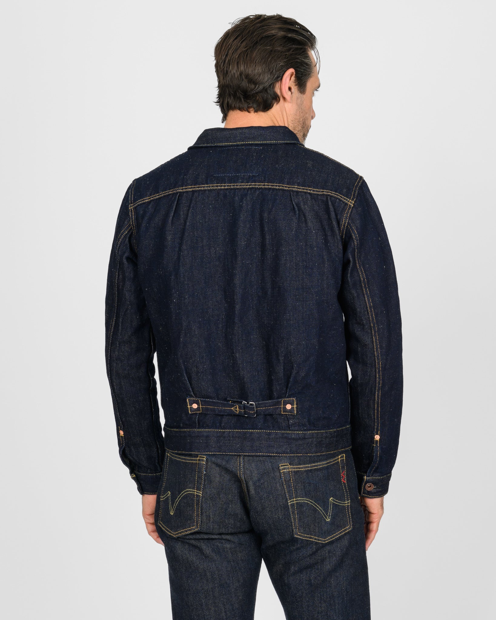 IHJ-163-IND 14oz COTTON/LINEN DENIM TYPE II JACKET - INDIGO