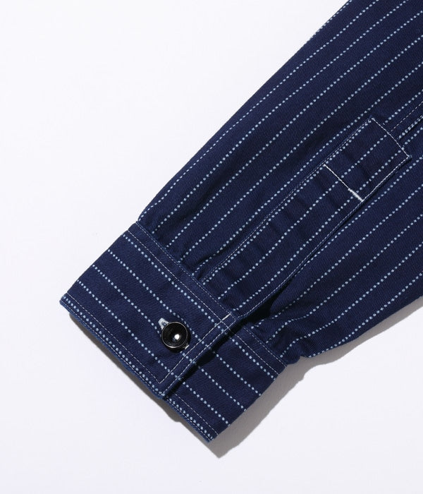 SC25551 SUGAR CANE FICTION ROMANCE 8.5OZ. WABASH STRIPE WORK SHIRT - INDIGO WABASH