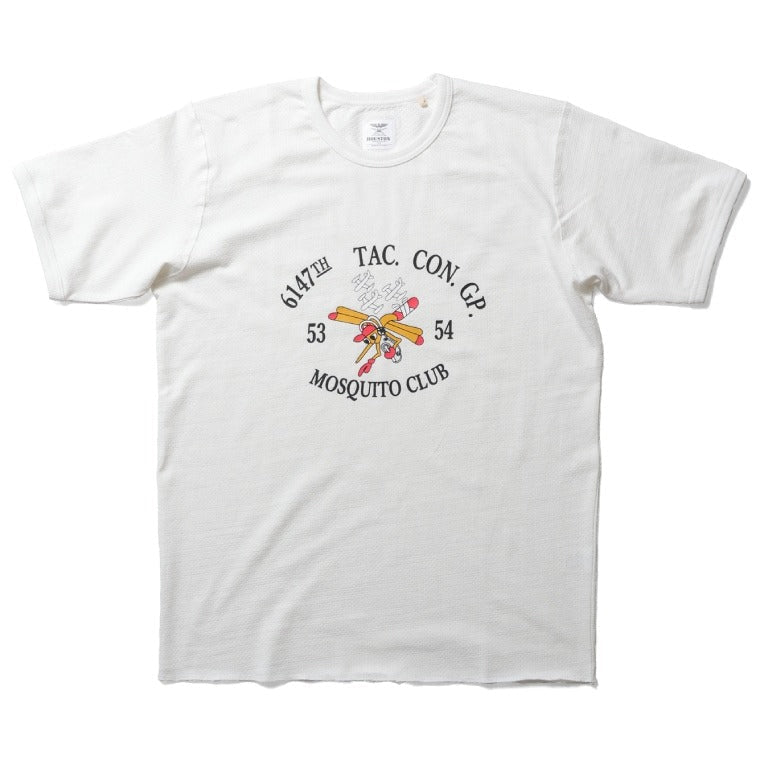 22295 MESH C/N PRINT TEE S/S (MOSQUITE CLUB) - OFF WHITE