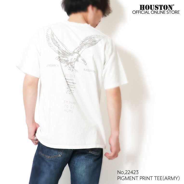 22423 PIGMENT PRINT TEE (ARMY) - WHITE