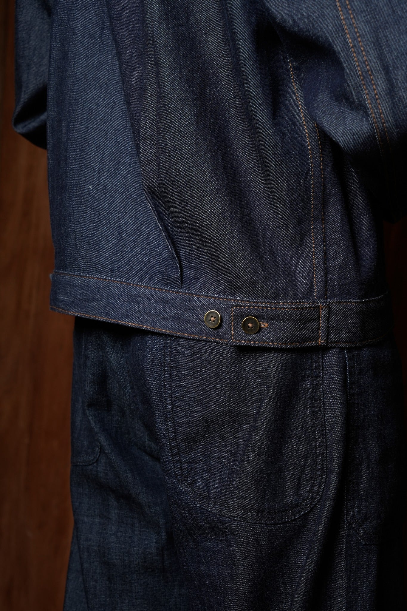 AK/PR/LOT2/JKT/031 Denim pleated Type-1 Shirt Jacket Red Japanese selvedge - INDIGO