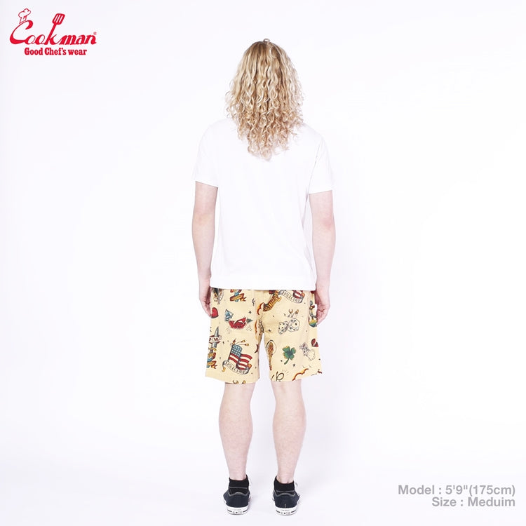 CHEF SHORT PANTS OLD TATTOO - BEIGE