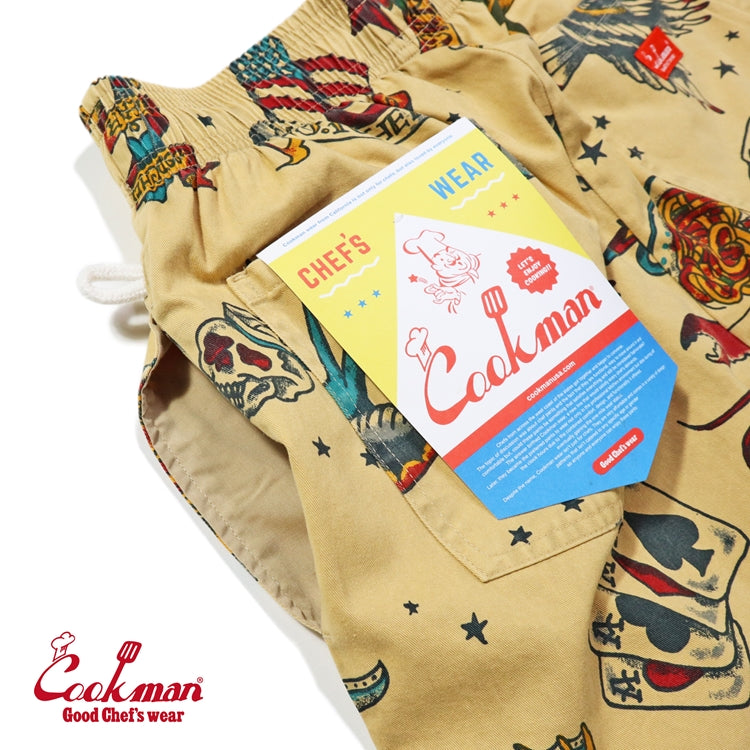 CHEF SHORT PANTS OLD TATTOO - BEIGE