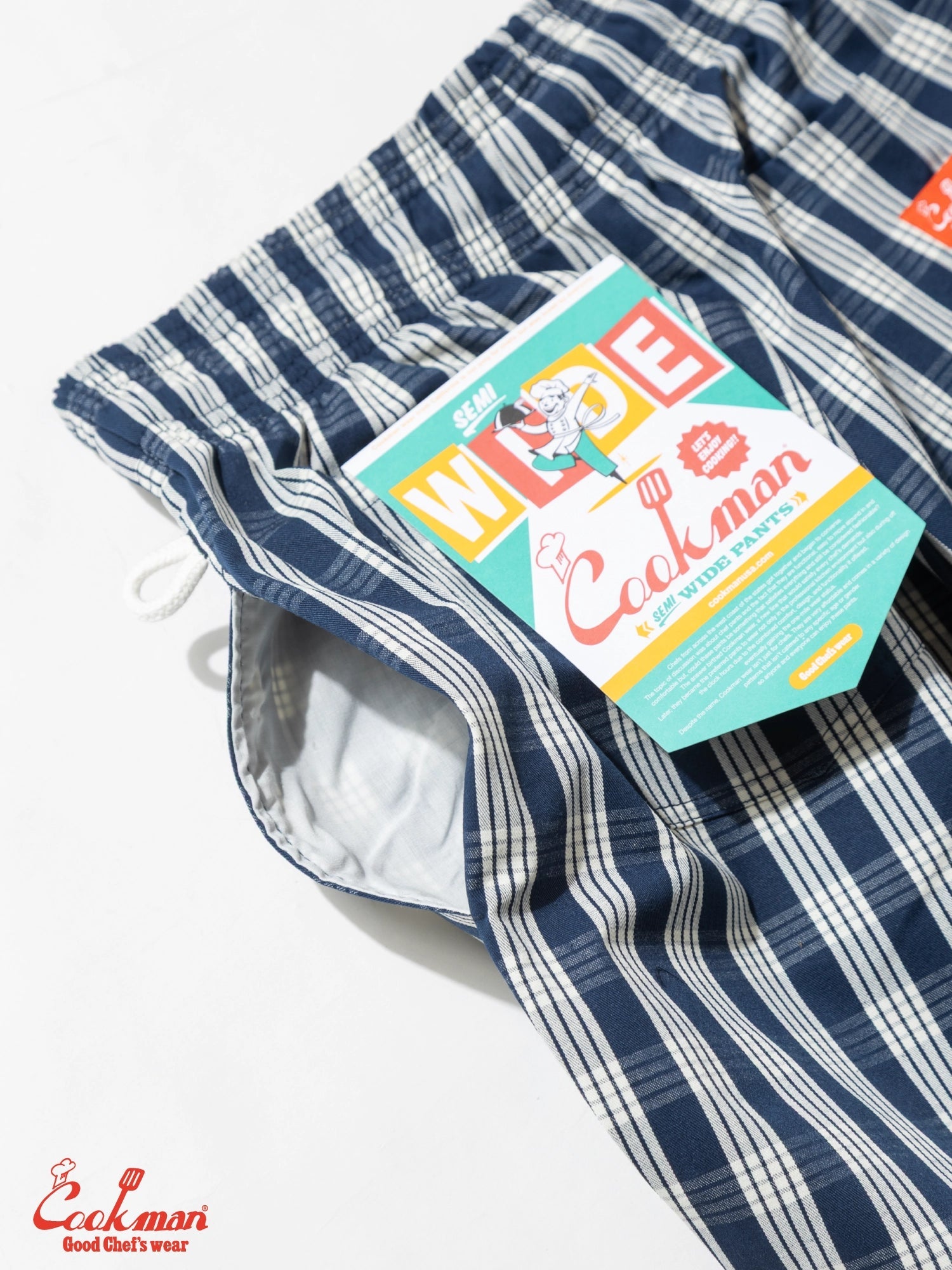 CHEF PANTS SEMIWIDE PALAKA CHECK - NAVY