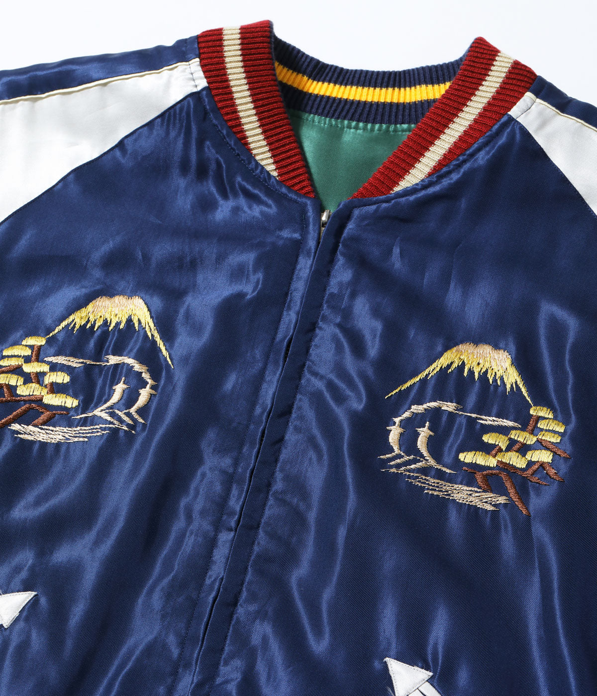 TT15972-119 Early 1950s Style Acetate Souvenir Jacket EAGLE x ROARING TIGER - GREEN/NAVY