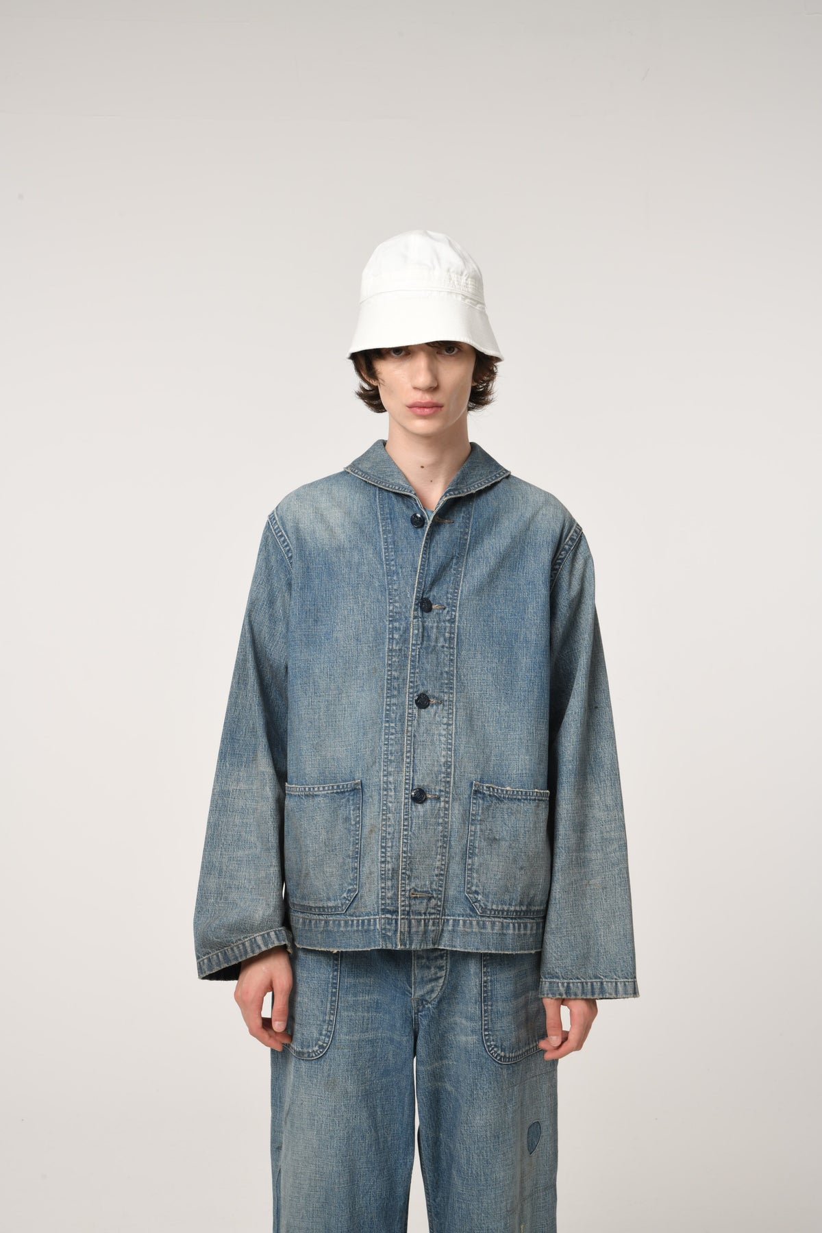 USN M43 DUNGAREE JUMPER, SHAWL COLLAR - INDIGO AGING