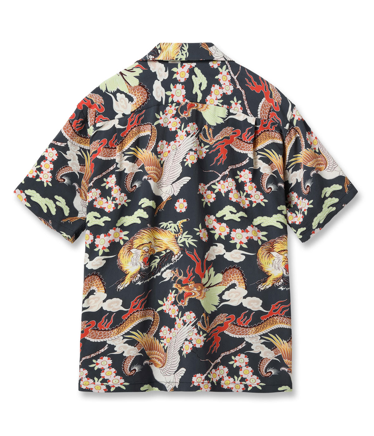 SS39414 RAYON HAWAIIAN SHIRT “THE TRIANGULAR FIGHT” - BLACK