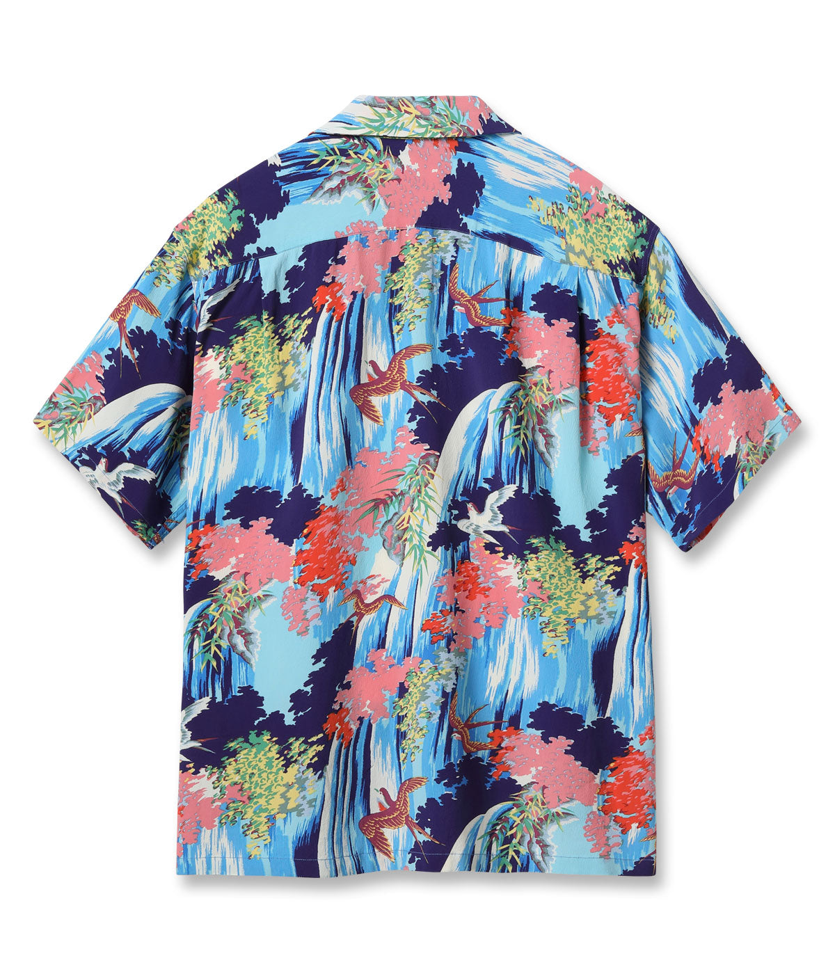 SS39426 RAYON HAWAIIAN SHIRT “SWALLOW WILDLY FLUTTERING” - NAVY