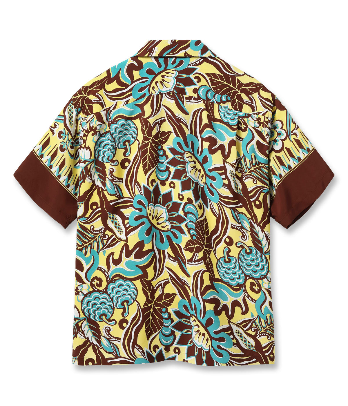 SS39430 RAYON HAWAIIAN SHIRT “FLOWER FIELD BORDER” - BROWN