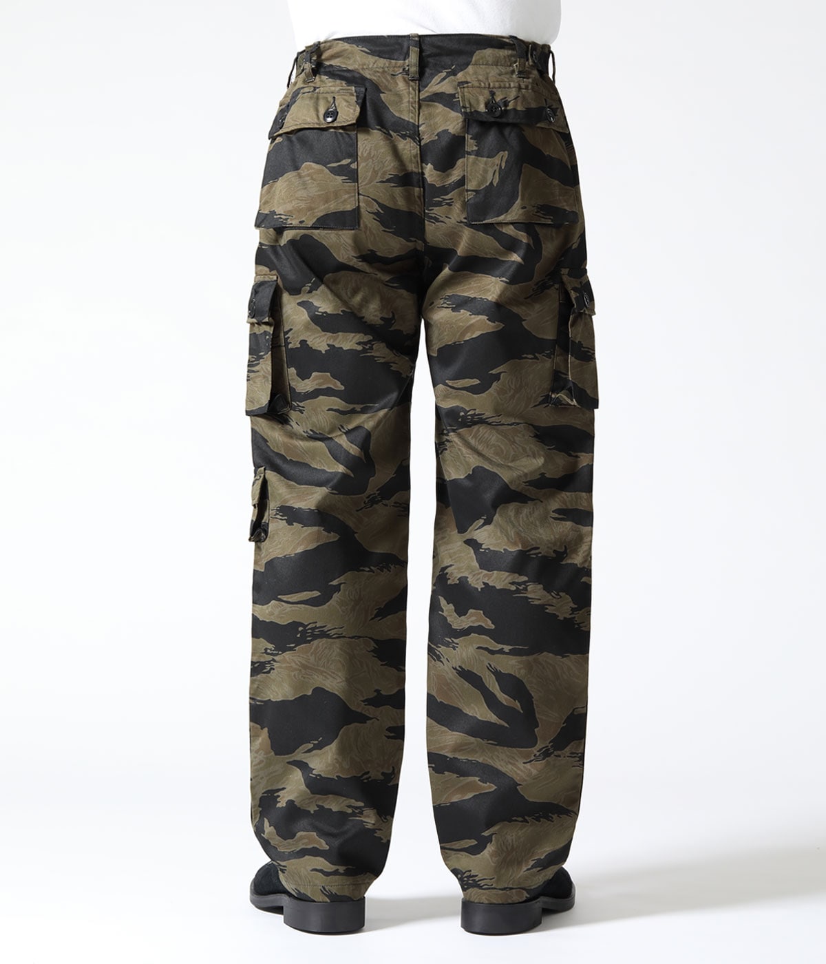 BR42594 WILLIAM GIBSON COLLECTION BLACK TIGER PATTERN TROUSERS OVER DYE - BLACK