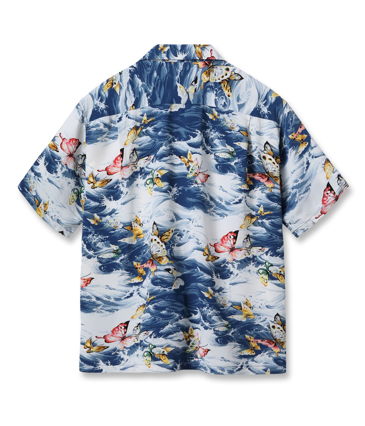 SS39627 RAYON HAWAIIAN SHIRT BUTTERFLY SPLASH - NAVY