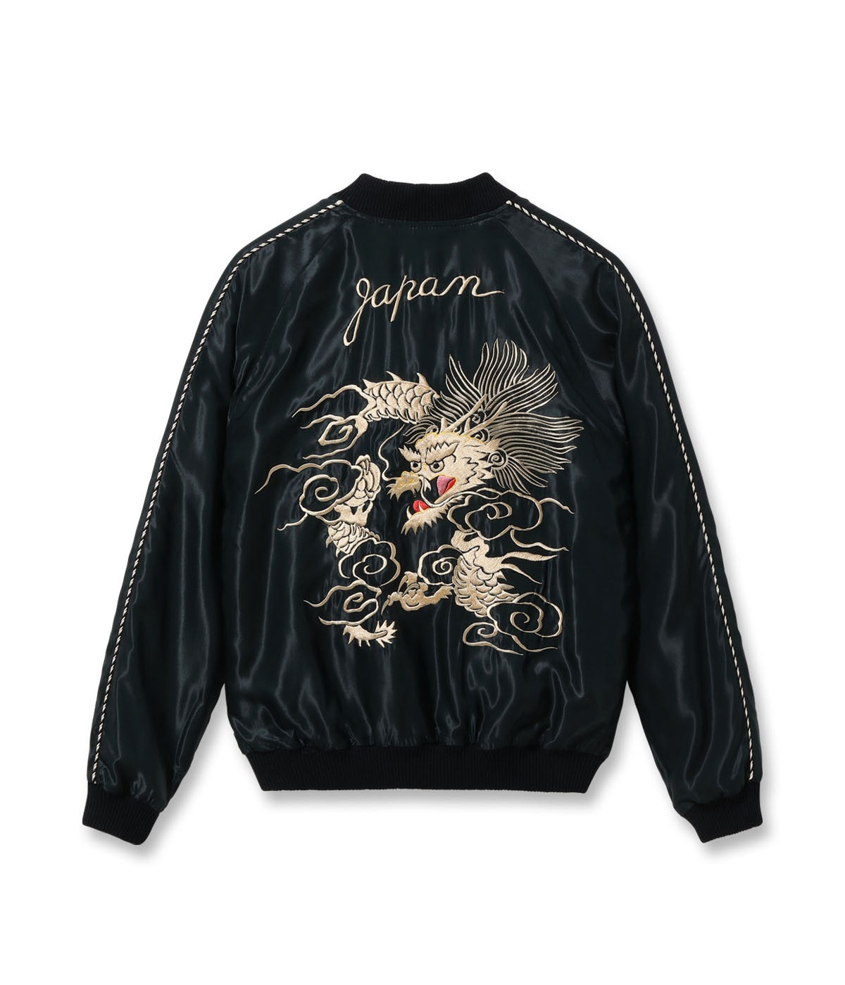 TT15972-119 Early 1950s Style Acetate Souvenir Jacket EAGLE x ROARING TIGER - BLACK/PINK