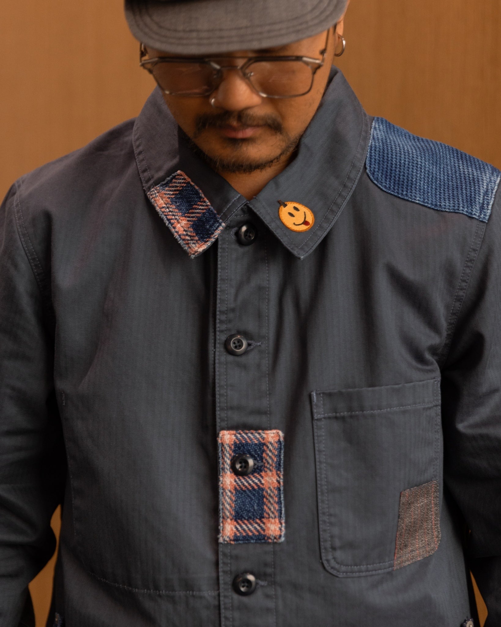 COTTON HBT PATCHWORK EURO WORK JACKET TYPE2 - NAVY
