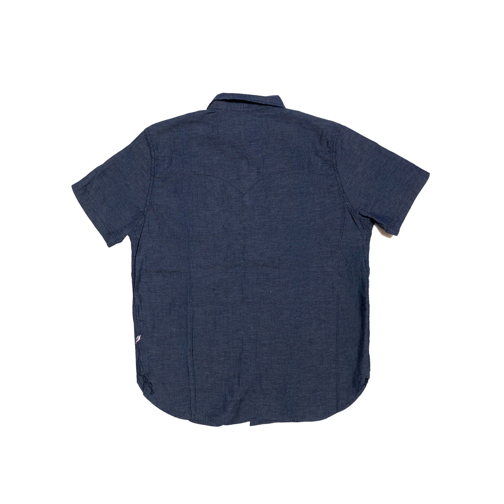 SS-2225-1 HEATHER CHAMBRAY CURVED POCKET SHIRT S/S - HEATHER INDIGO