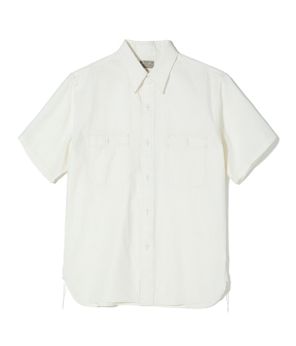 BR35857 WHITE CHAMBRAY WORK SHIRT (SHORT SLEEVE) - OFF WHITE
