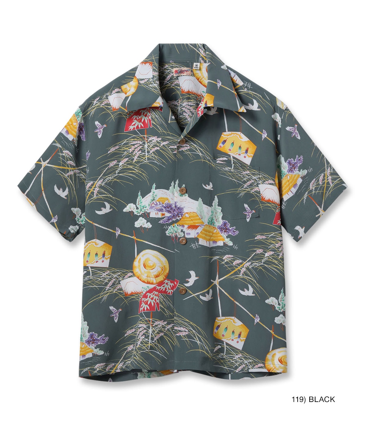 SS39623 RAYON HAWAIIAN SHIRT “SCARECROW” - BLACK