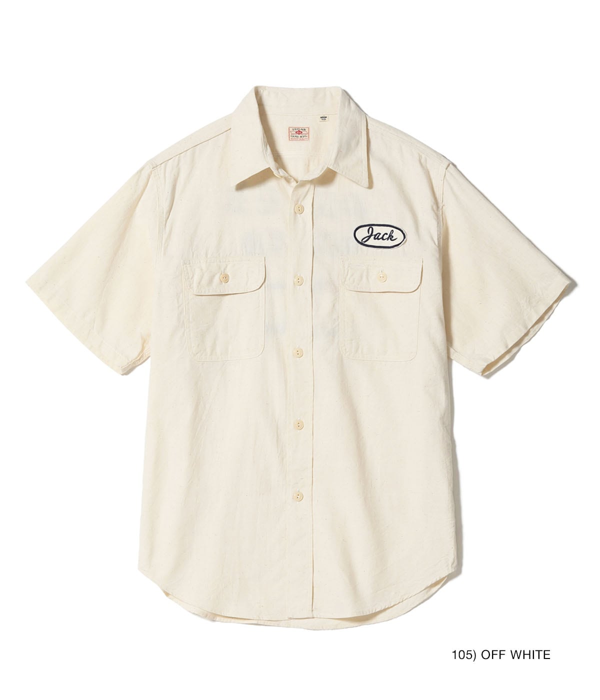 SC39731 CHAMBRAY WORK SHIRT with CHAIN EMBROIDERED - OFF WHITE